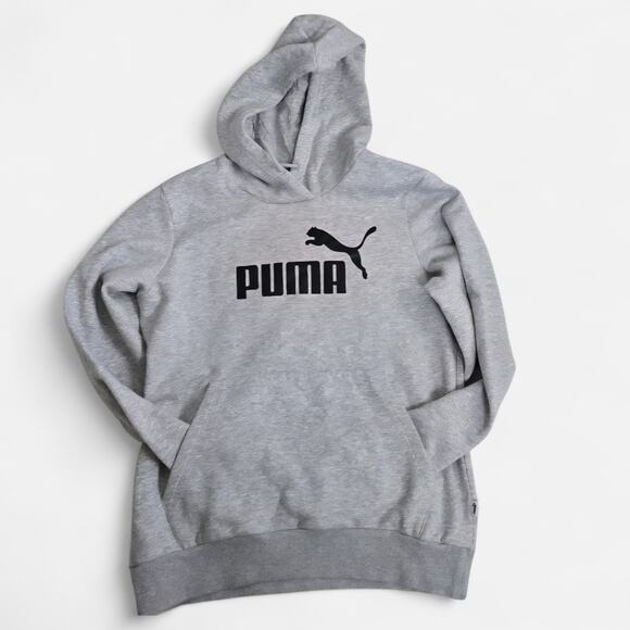 Puma Tops - PUMA Gray Pullover Soft Comfy Hoodie‎ Black Logo Women's Large